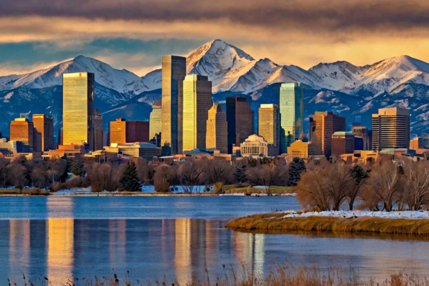 Colorado day skyline of denver downtown with rocky mountains city skyline of denver colorado